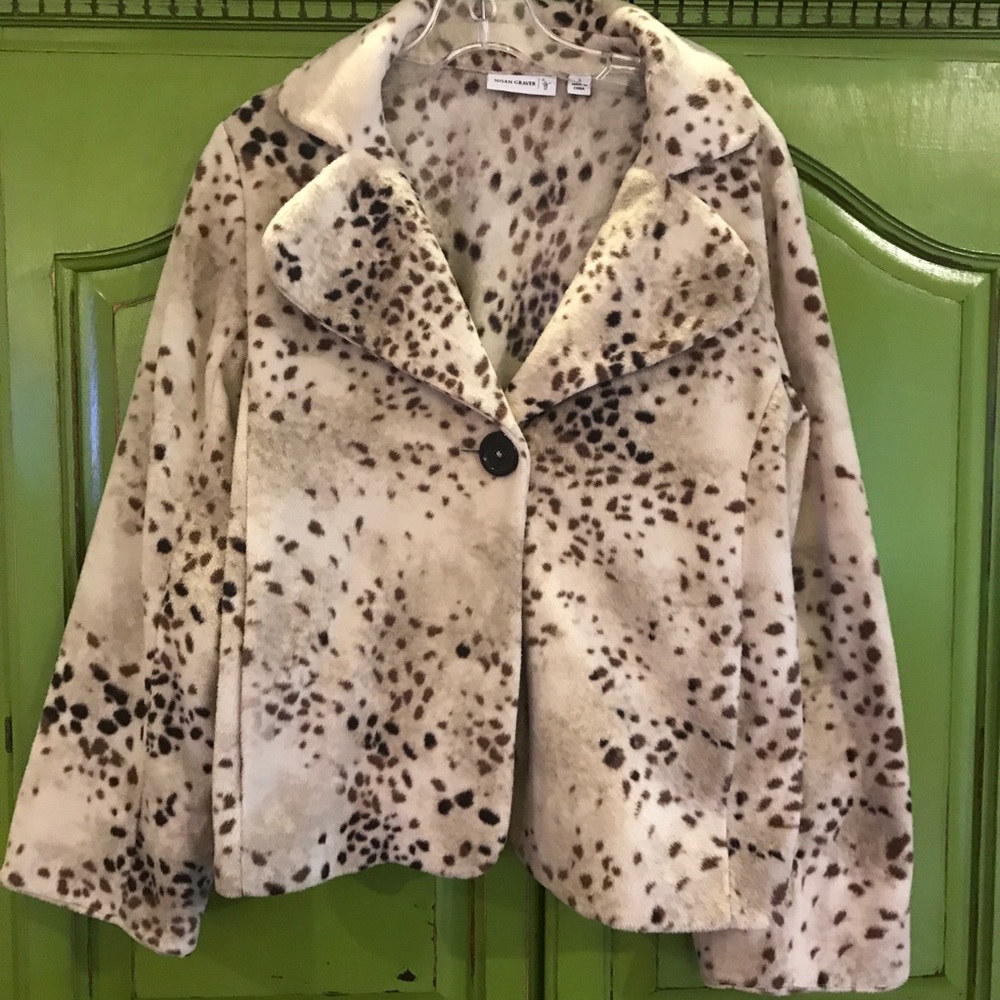 Susan Graver Animal Print Fleece Jacket Sz Small
